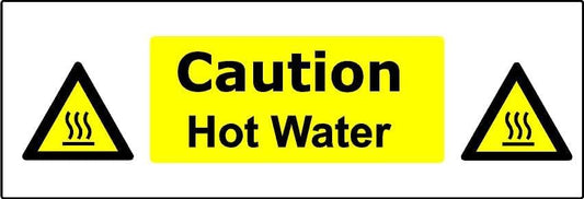 Caution Hot Water Self-Adhesive Vinyl Sign