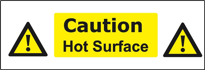 Hot Set Signage Caution Hot Surface! Self-Adhesive Vinyl Sign – Bespoke Signage ...